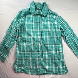 Blair - Women’s Flannel Top - Light Green/Blue - Robin Egg - Medium - Plaid